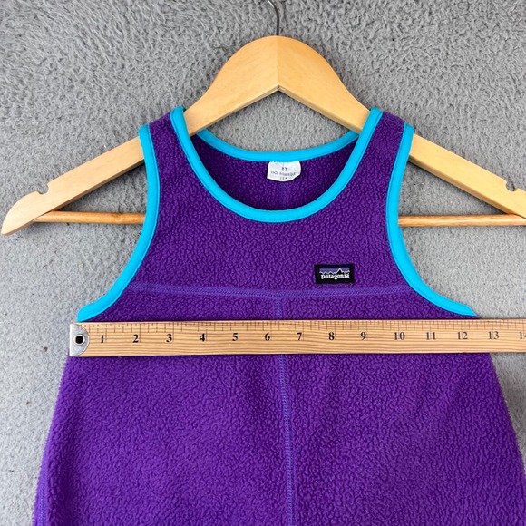 Vintage Patagonia Fleece One Piece Baby Bibs Overalls Blue Purple 2T Made In USA - Picture 8 of 11